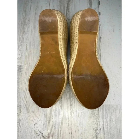 Tory Burch Women's Peep-Toe Espadrille Wedge Sandals Size 7 Tan Brown - Picture 9 of 10